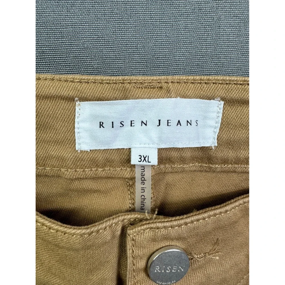 Risen Jeans Mocha Distressed High Rise Wide Leg Pants RDP5265X Size 3XL NEW